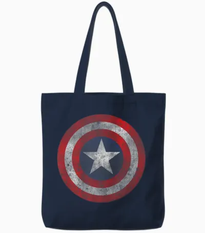Marvel Comics Retro Classic Captain America Shield Costume Tote Bags - Navy