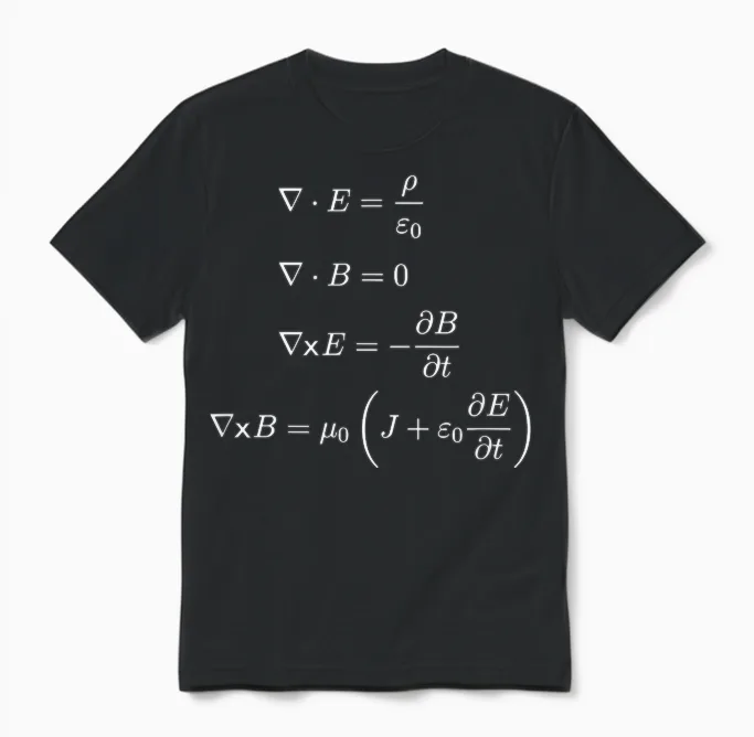 Maxwell's Equations Differential Science and Math T-Shirts Unisex T-Shirt in Black
