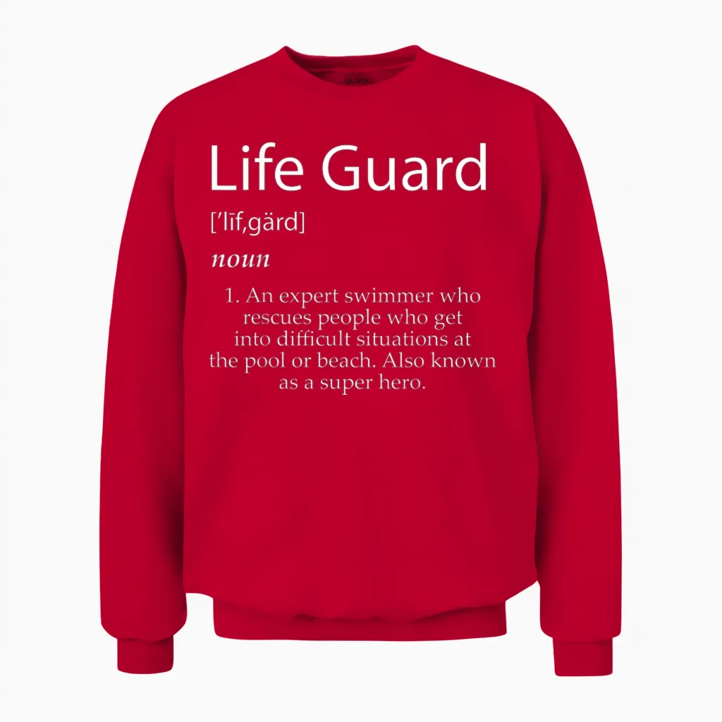 Lifeguard Definition: Expert Swimmer Super Hero Lifeguarding Unisex Sweatshirt in Red
