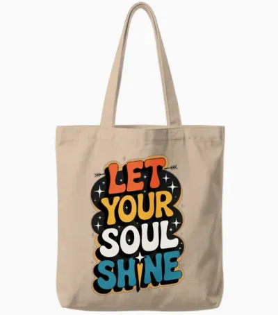 Soul Shine Retro Tote Bags - Natural