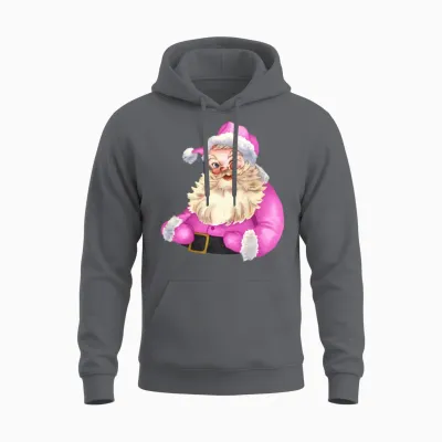 Retro Pink Santa Claus-Retro Pink Santa Claus Wate Unisex Hoodie - Charcoal