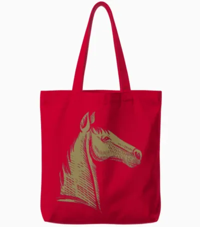 Minimalist Horse Portrait Silhouette Tote Bags - Red