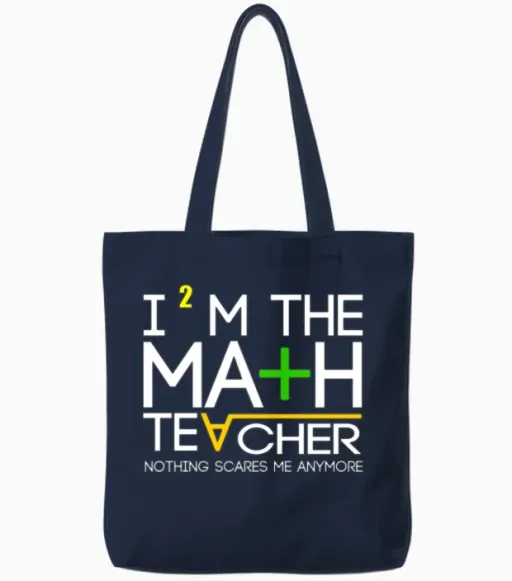 Funny Math Teacher Tote Bags in Navy