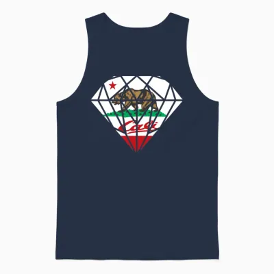 California Diamond Bear Unisex Tank Top - Navy