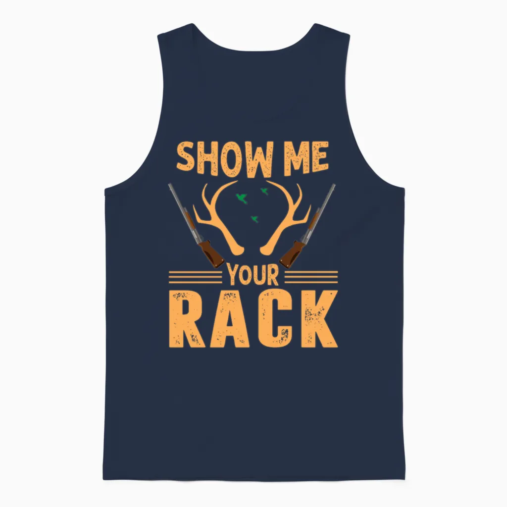 Show Me Your Rack - Hunting Design Unisex Tank Top in Navy