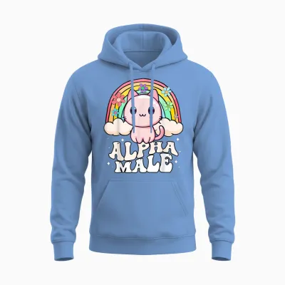 Alpha Männliche Katze Kätzchen Regenbogen Unisex Hoodie - Carolina Blue