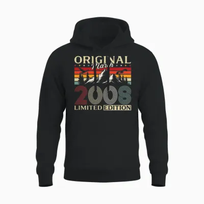 18 Ans Anniversaire Homme Cadeau Mars 2008 Vintage Manche Longue Unisex Hoodie - Black