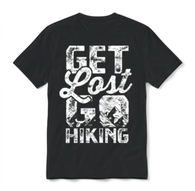 Get Lost, Go Hiking - Hiking Unisex T-Shirt - Black