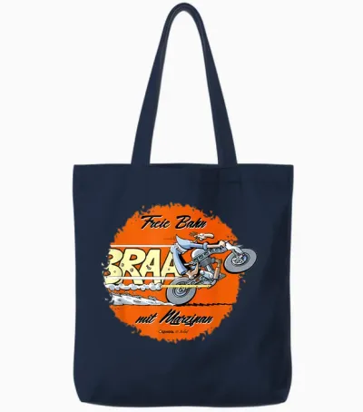 Werner Freie Bahn with Marzipan T-Shirt, Black Tote Bags - Navy