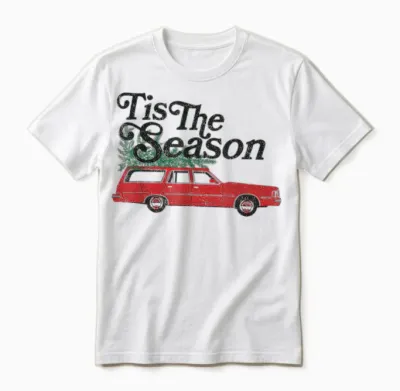 ’tis the Season Retro Wagon Christmas Tree Holiday Unisex T-Shirt - White