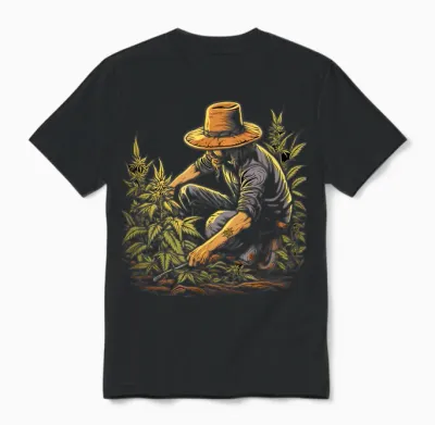 Ganja Farmer Marijuana Grower Weed Cannabis Hemp Plants T-Shirt, Black Unisex T-Shirt - Black