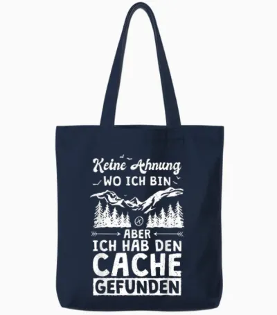 Geocaching Design Geocache Geocacher Gps Geocaching T-Shirt, Black Tote Bags - Navy