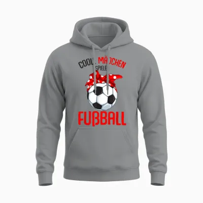 Coole Mädchen Spielen Fußball Fußballerin Kinder Unisex Hoodie - Sport Grey