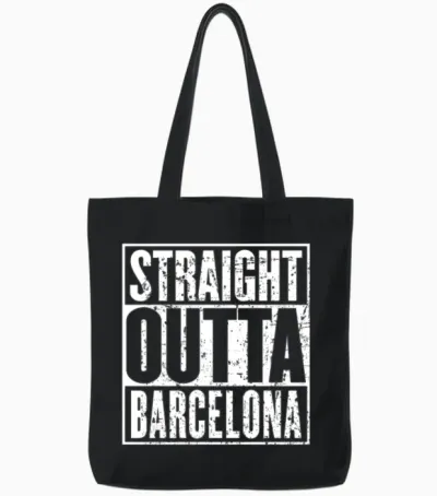 Straight Outta Barcelona Vintage Tote Bags - Black