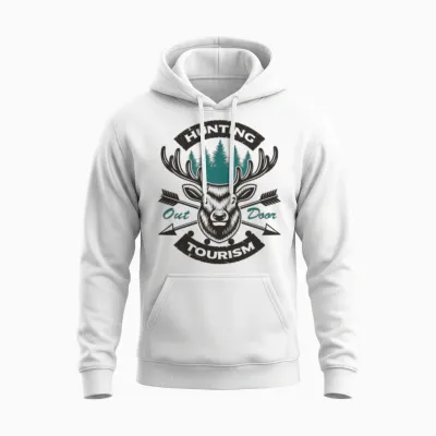 T-Shirt-Gift-Tee-'deer Hunting Out Door Tourism' Unisex Hoodie - White