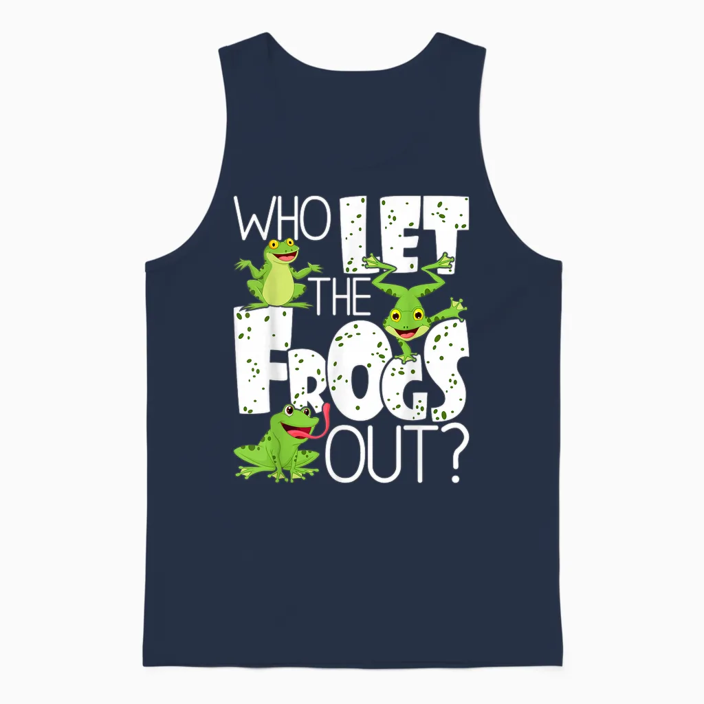 Who Let the Frogs Out - Funny Amphibian Lover Frog Owner T-Shirt Small Unisex Tank Top in Navy