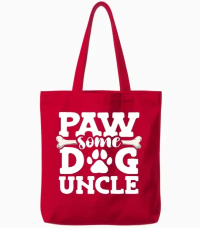Paw Some Dog Uncle Doggy Bone Animal Lover Dog Tote Bags - Red