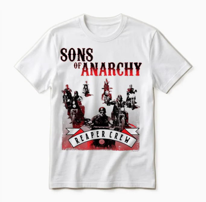 Sons of Anarchy Black and Red Unisex T-Shirt in White