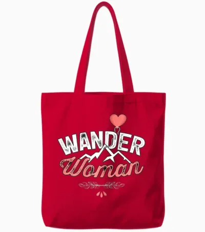 Berge Shirt Wander Woman T-Shirt Women's Hiking Outfit Funny T-Shirt, Black Tote Bags - Red