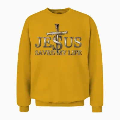 Jesus Christ Saved My Life Gift for Women Men Unisex Sweatshirt - Gold