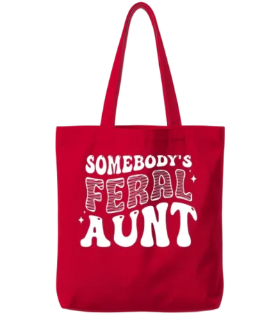 Somebody's Feral a Retro Tote Bags - Red