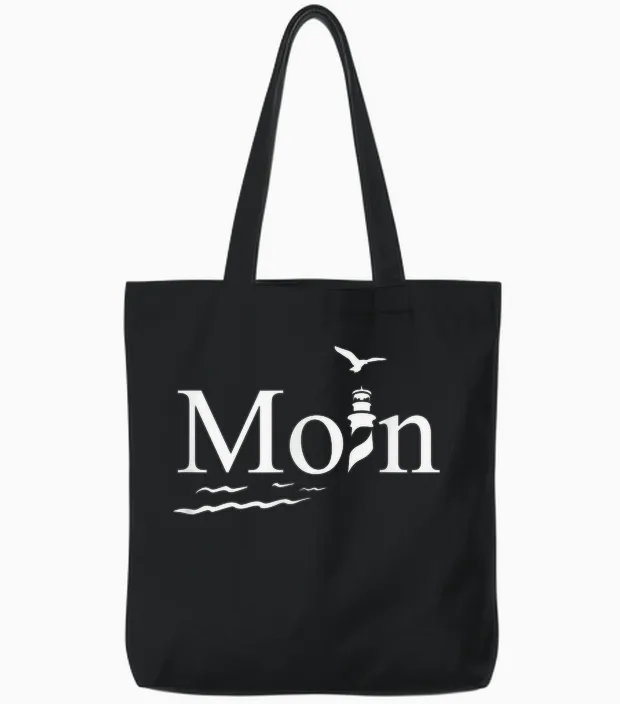 Maritimes Moin Mit Leuchtturm Und Möwe Tote Bags in Black