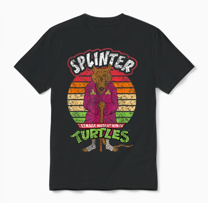 Mademark X Teenage Mutant Ninja Turtles - Teenage Mutant Ninja Turtles Splinter Ready for Action Unisex T-Shirt in Black