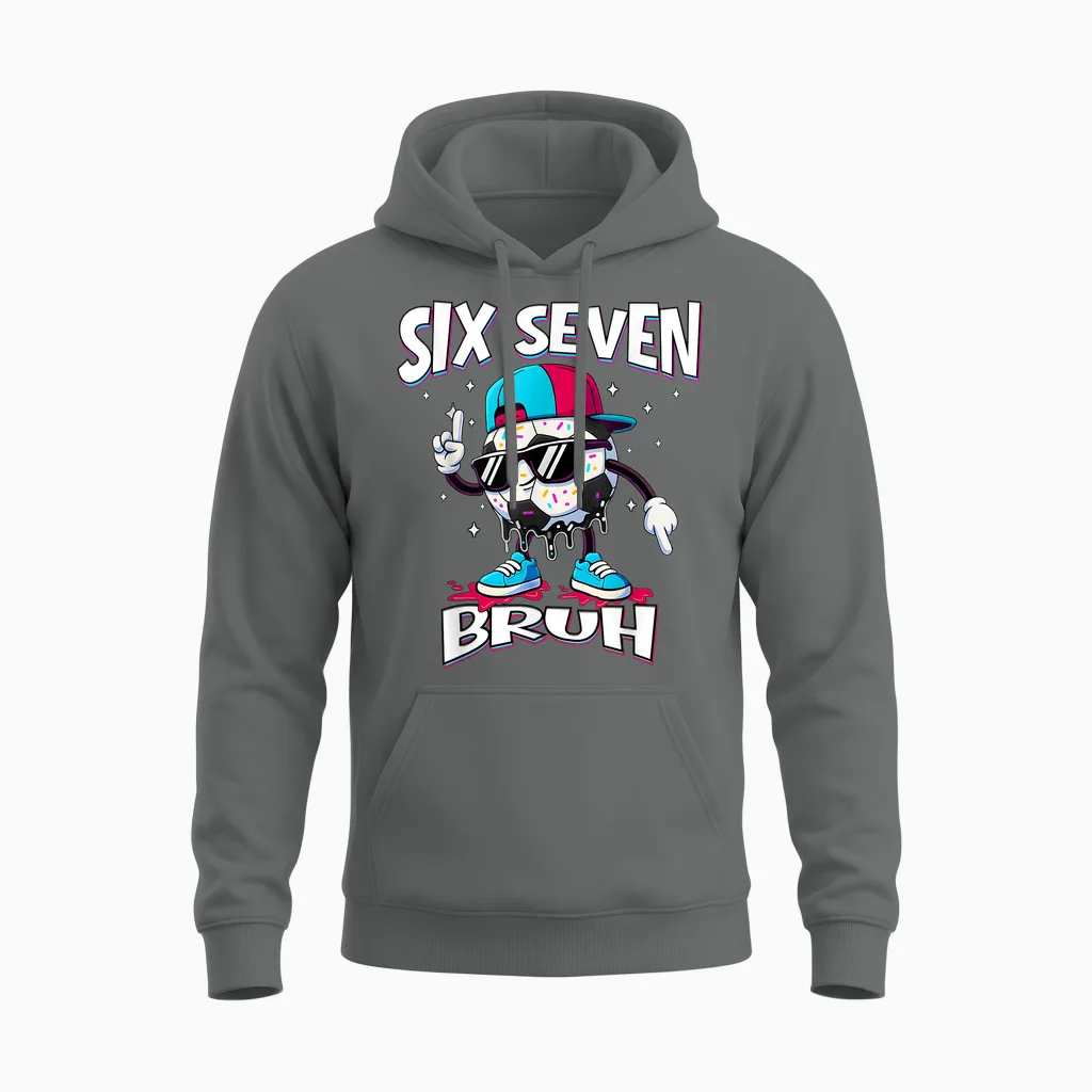 Fußball 67 Meme Six Seven Fußball 67 Jungen Mädchen Unisex Hoodie in Graphite Heather