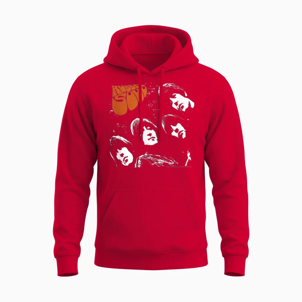 The Beatles - Rubber Sole T-Shirt, Black Unisex Hoodie in Red