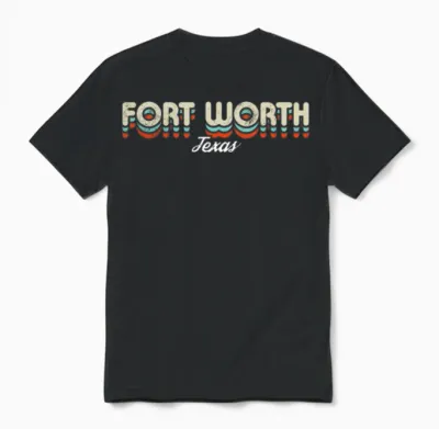 Retro Fort Worth Texas Unisex T-Shirt - Black