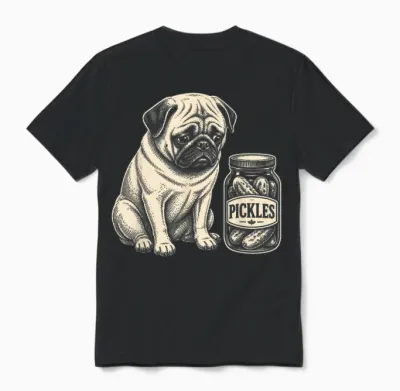 Trauriger Lustiger Mops, Gurkenglas Für Hundeliebhaber, Eingelegtes Essen Unisex T-Shirt - Black
