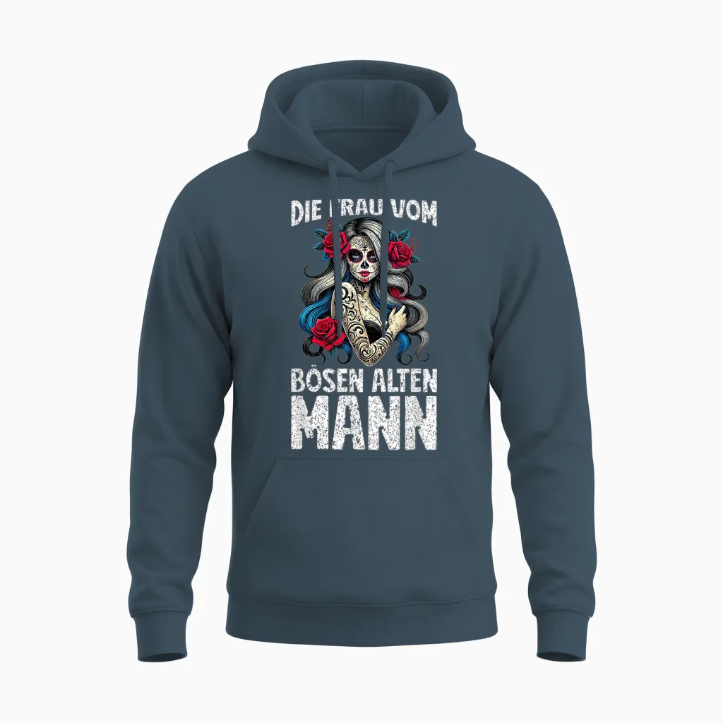 Die Frau Vom Bösen Alten Mann Humorvolles Lustiges Spruch Unisex Hoodie in Dark Heather