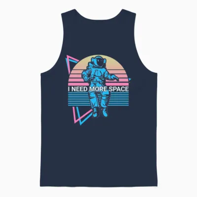 Funny Astronaut Retro Unisex Tank Top - Navy