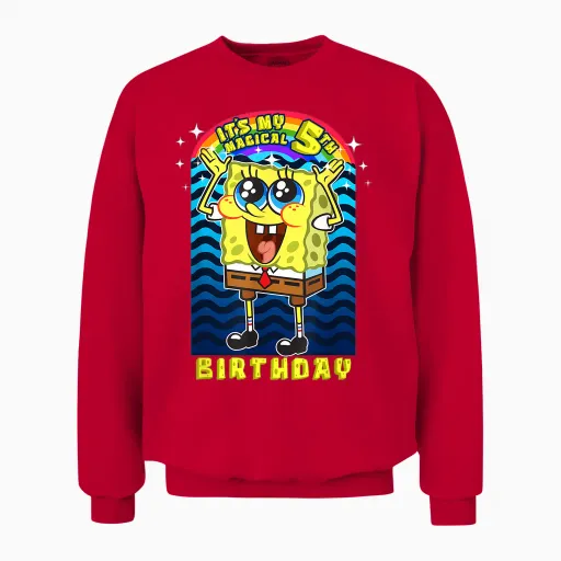 Spongebob Its My Magical 5th Birthday Fifth Birthday Gift Unisex Sweatshirt - Red