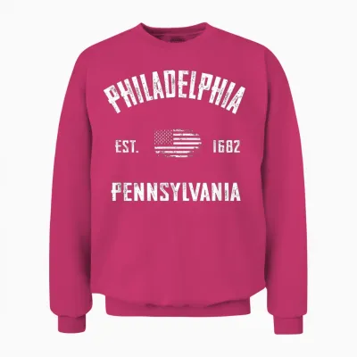 Philadelphia T-Shirt, Herren, Unisex-Erwachsene, Schwarz, S, Kurzarm, Klassisch, V-Ausschnitt Unisex Sweatshirt - Heliconia