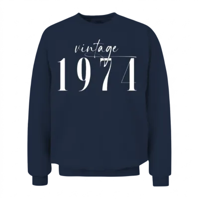Vintage 1974 Elegant Minimalist Birthday Unisex Sweatshirt - Navy