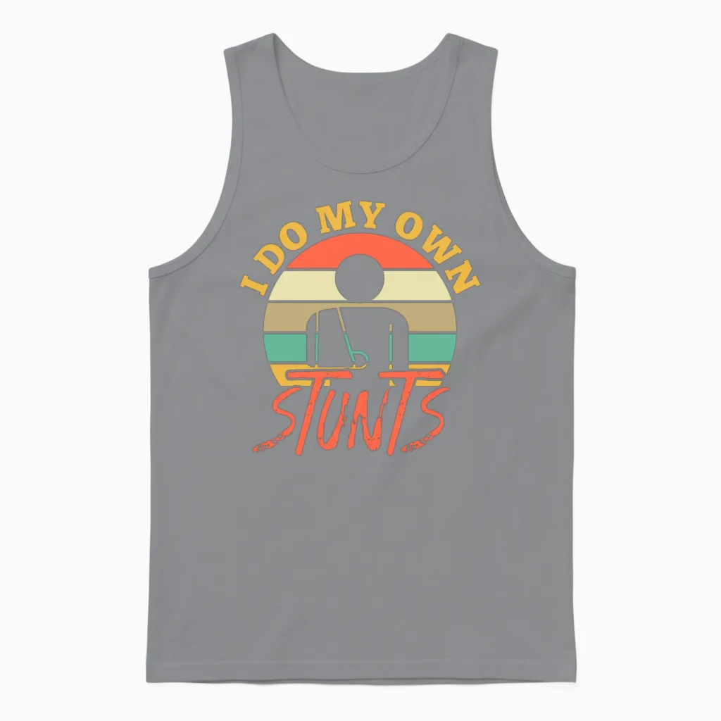 I Do My Own Stunts Retro Unisex Tank Top in Sport Grey