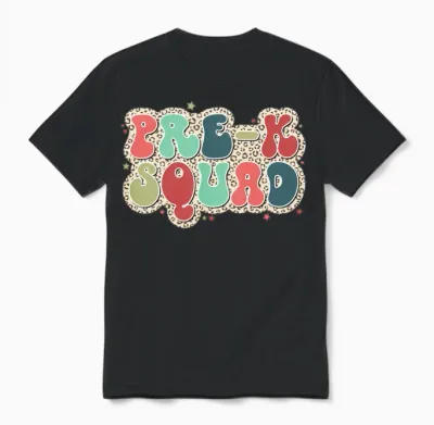 Retro Leopard Pre K Unisex T-Shirt - Black