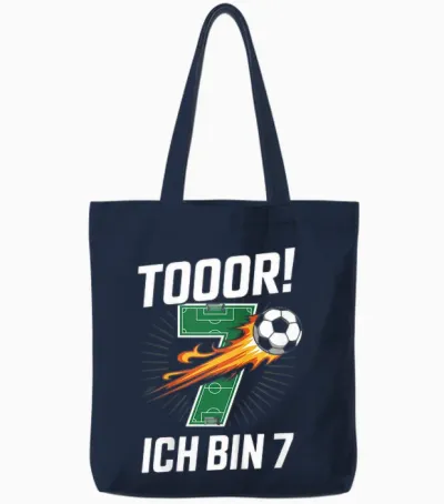 Children's Toor Ich Bin 7 7th Birthday Football Boy Cool Tote Bags - Navy