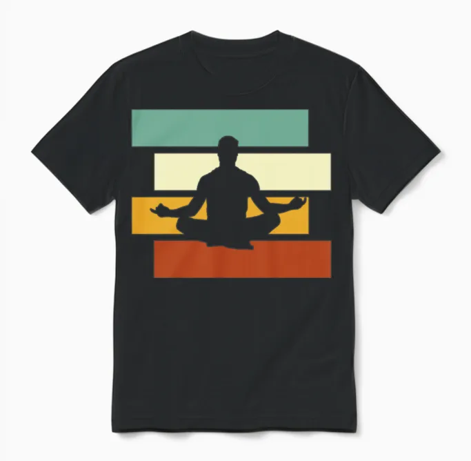 Meditation Retro Unisex T-Shirt in Black