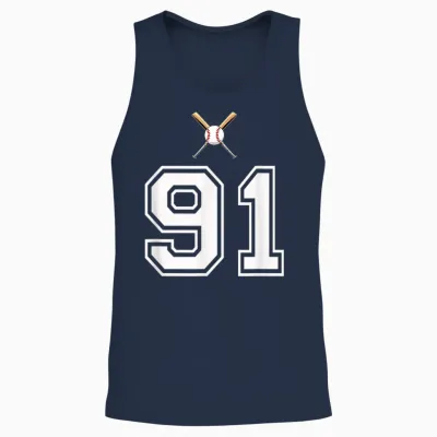 91 Numéro Base-Ball Style Vintage Blanc Unisex Tank Top - Navy