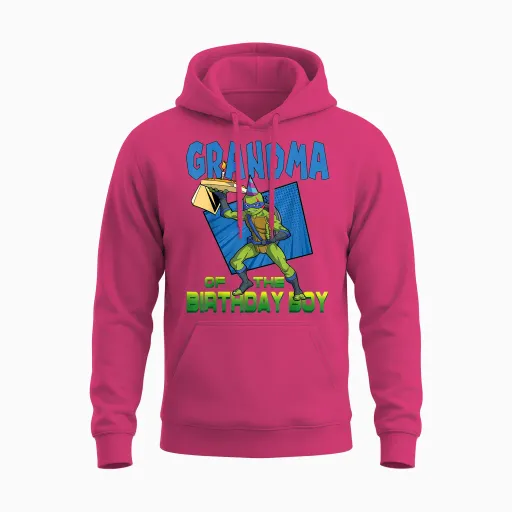 Mademark X Teenage Mutant Ninja Turtles - Leo Grandma of the Birthday Boy Pizza Theme Party Unisex Hoodie - Heliconia