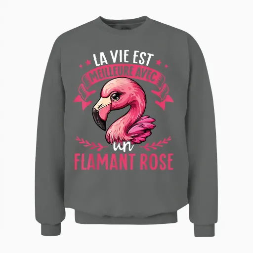 Je M'en Fous Je Suis Un Flamingo - Flamingo Cute T-Shirt, Black, S Unisex Sweatshirt - Graphite Heather