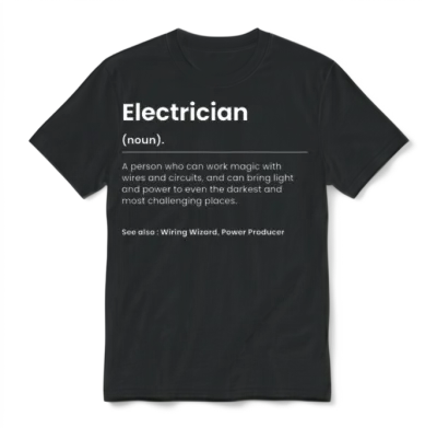 Funny Electrician Unisex T-Shirt - Black