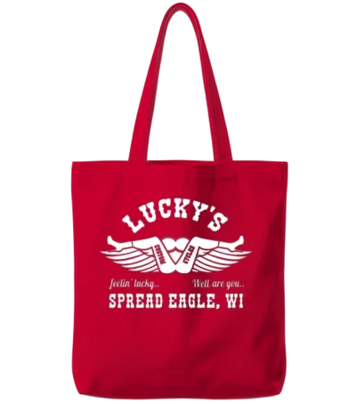 Luckys Feelin Lucky Well You Are Spread Eagle Tote Bags - Red