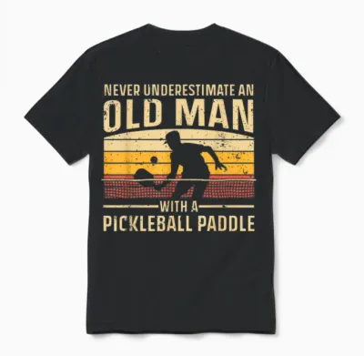Cool Pickleball Art for Men Grandpa Paddle Pickleball Player Unisex T-Shirt - Black