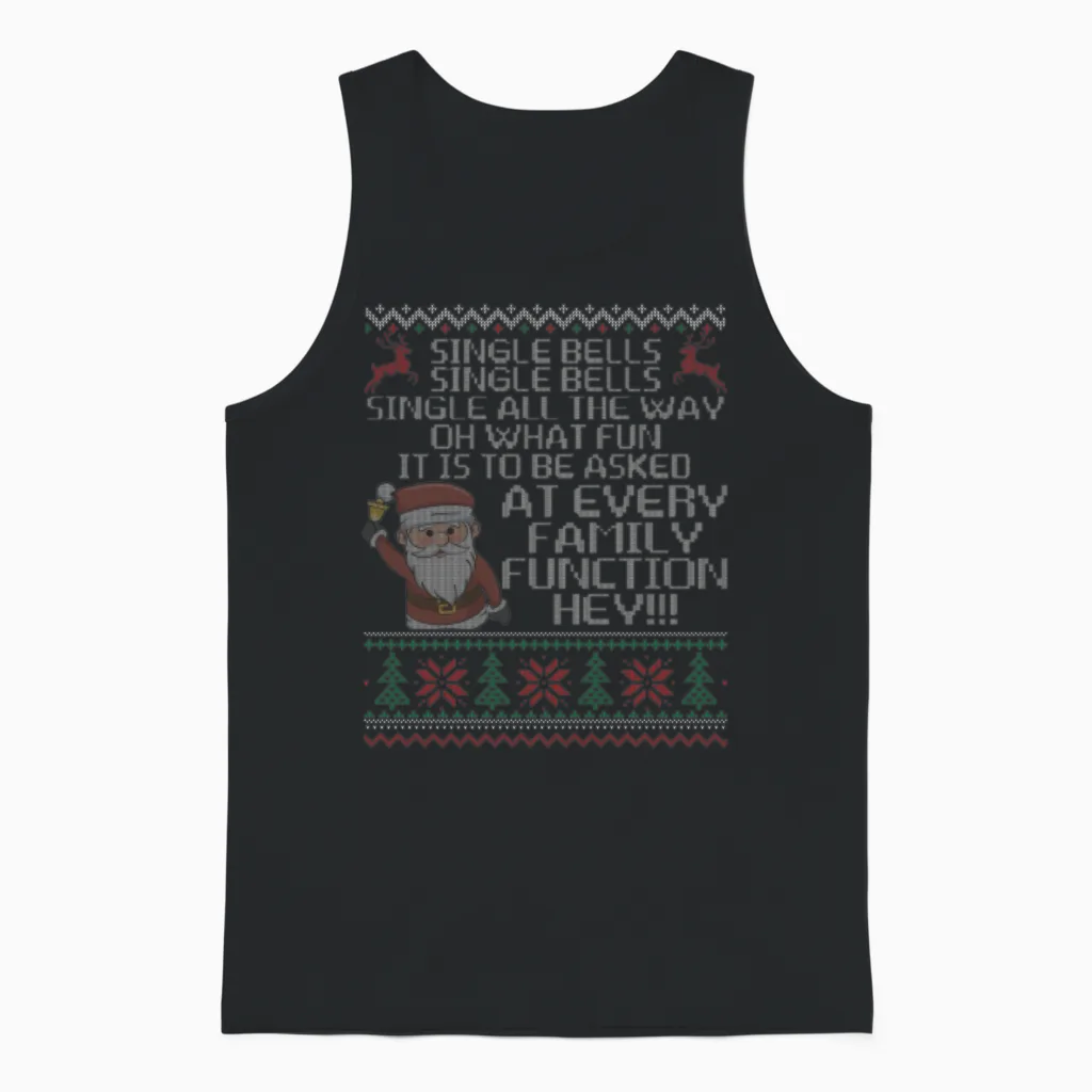 Single Bells Single All the Way Funny Single Man Unisex Tank Top in Black