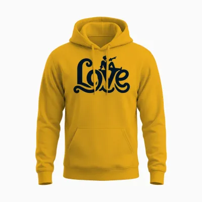 3d Love Typography with Creative Design Unisex Hoodie - Gold