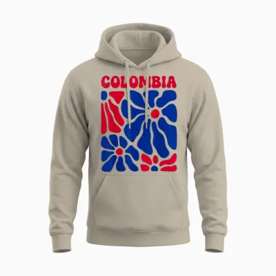 Colombia Floral Boho Flowers Cute Groovy Colombian Girl Unisex Hoodie - Sand
