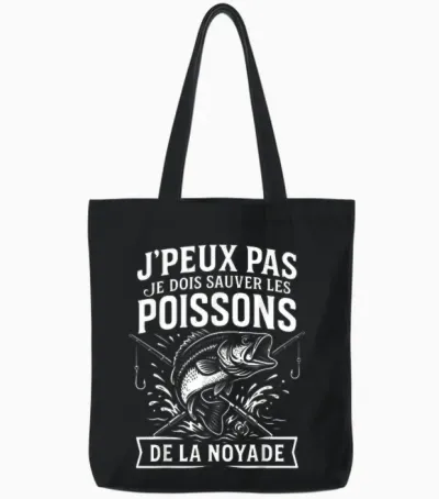 I Can Not I Must Save Fish Humor Fishing Fisherman Tote Bags - Black
